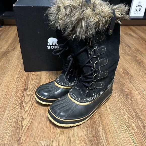 SOREL Joan of Arctic black waterproof snow winter boots shoes women’s 7 - Picture 1 of 8